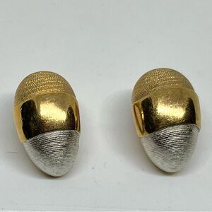Vintage 2-tone Dome Clip On Earrings